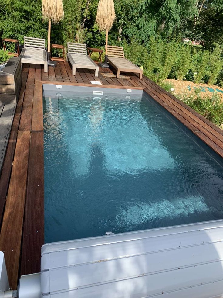 Piscine container réalisée par notre atelier : moins de 10 m²